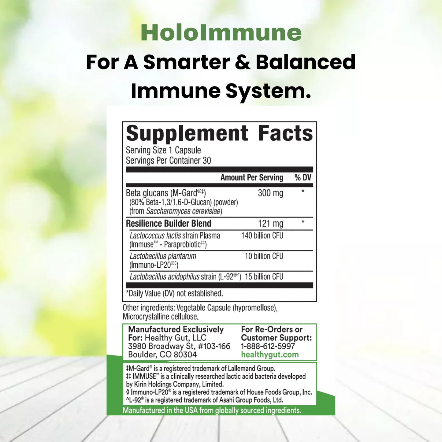 Healthy Gut HoloImmune Paraprobiotic with Immuse Immune Support 30 Capsules