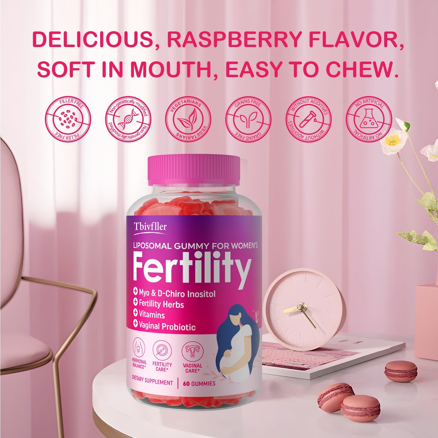 Tbivfller Fertility Prenatal Vitamins Gummies, 60 Count