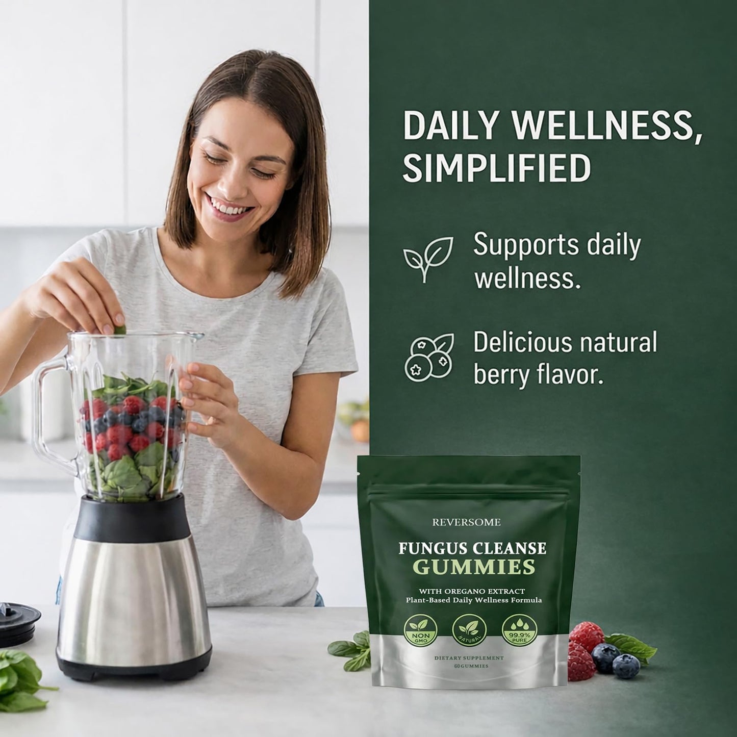 QUZOYU Reversome Cleanse Gummies with Oregano Extract & Black Seed Oil, Non-GMO, 60 Count