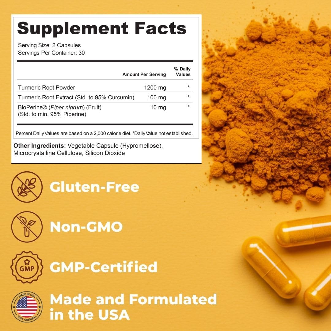 VITAL NUTRITIVE Turmeric Curcumin Supplement Capsule 60 Count