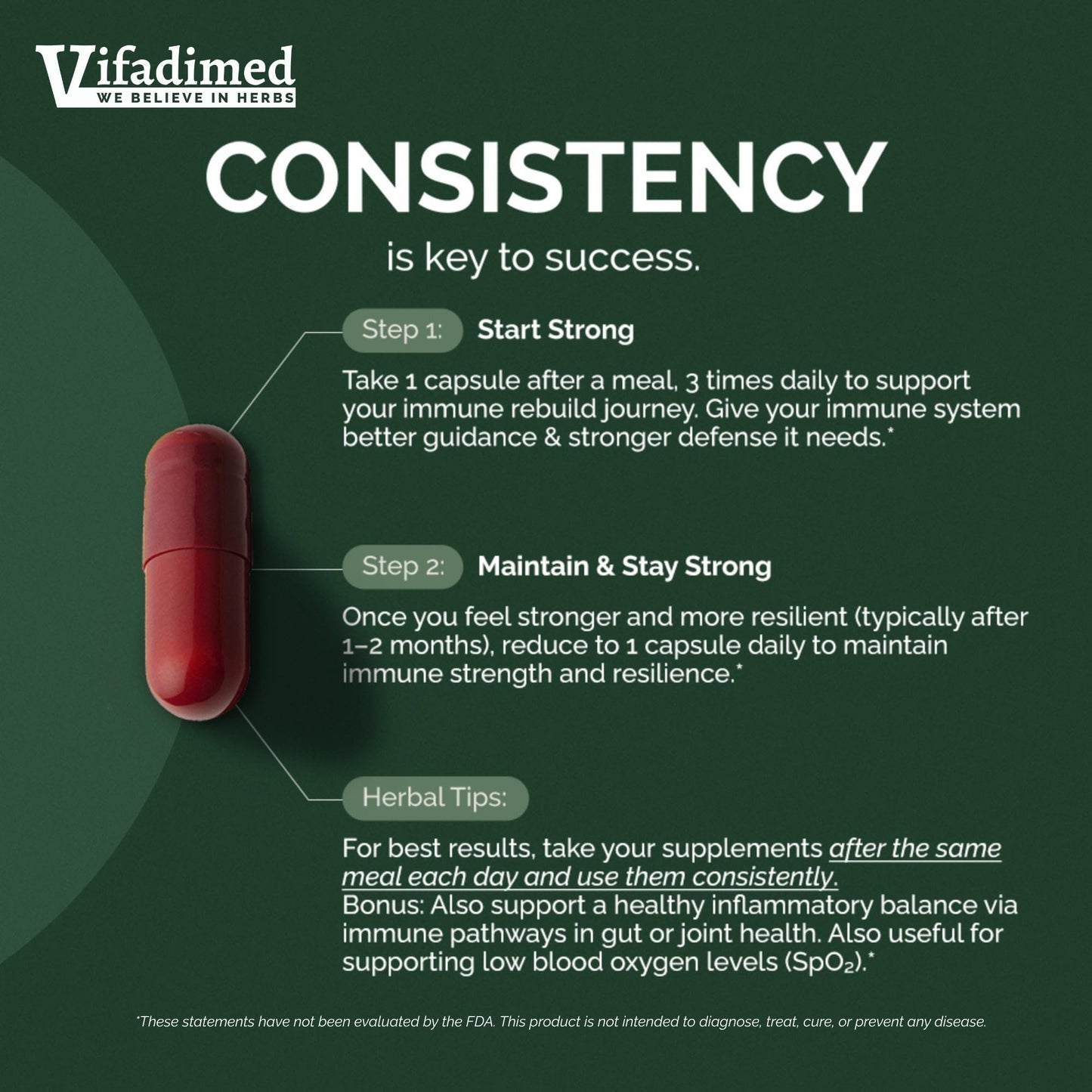 VIFADIMED Astragalus Immune Support Supplement, 90 Capsules