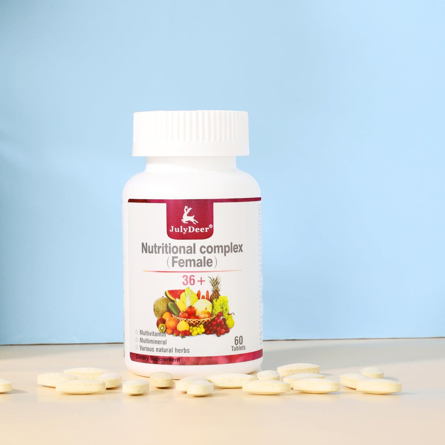 JulyDeer One Daily Multivitamin for Women - Complete Multimineral & Multivitamin with Vitamin A, C, D, E and B-Complex, Zinc & More Vitamins for Immunity, Energy, Hair, Skin & Nails - 60 Tablets