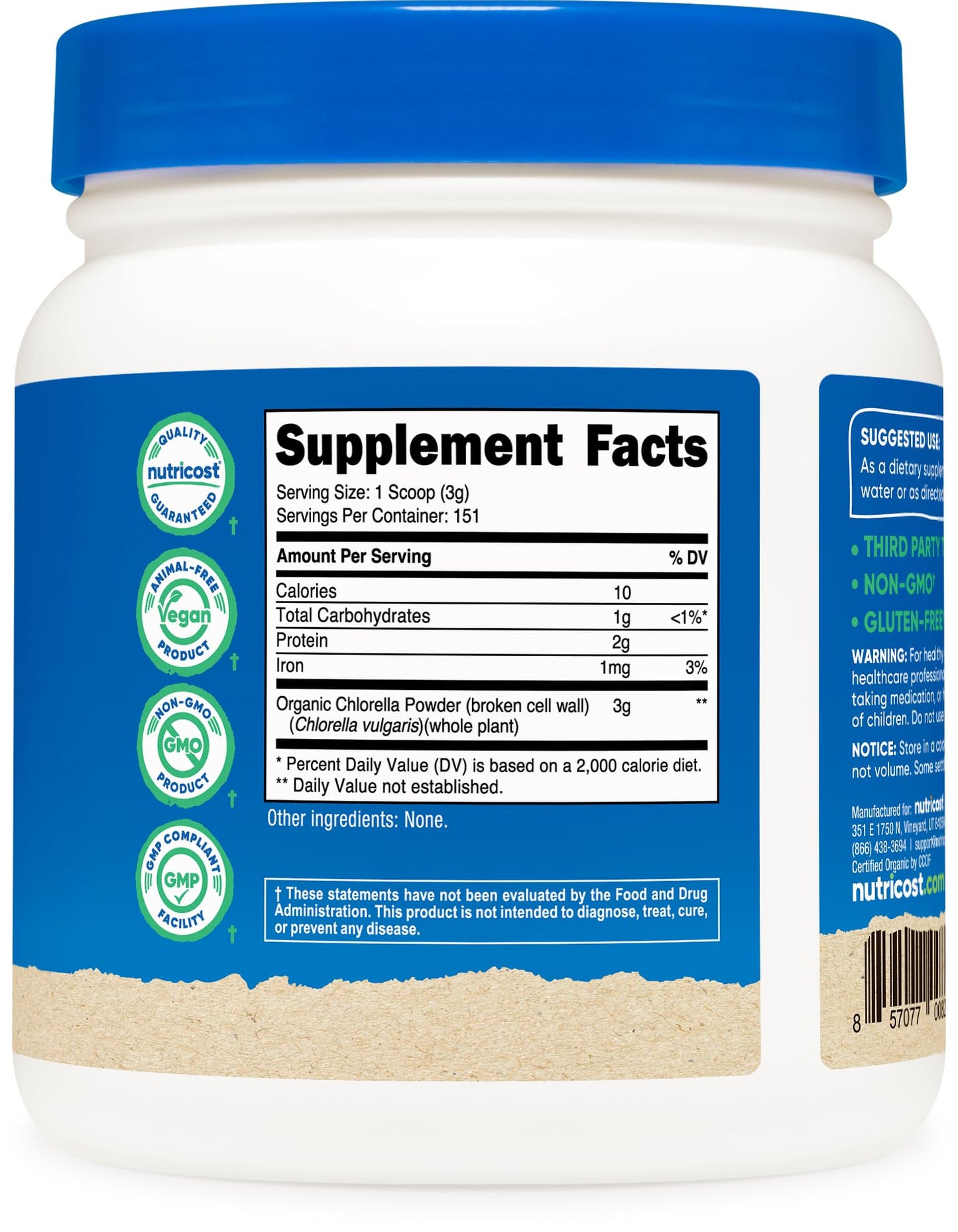 Nutricost Organic Chlorella Powder 16 oz