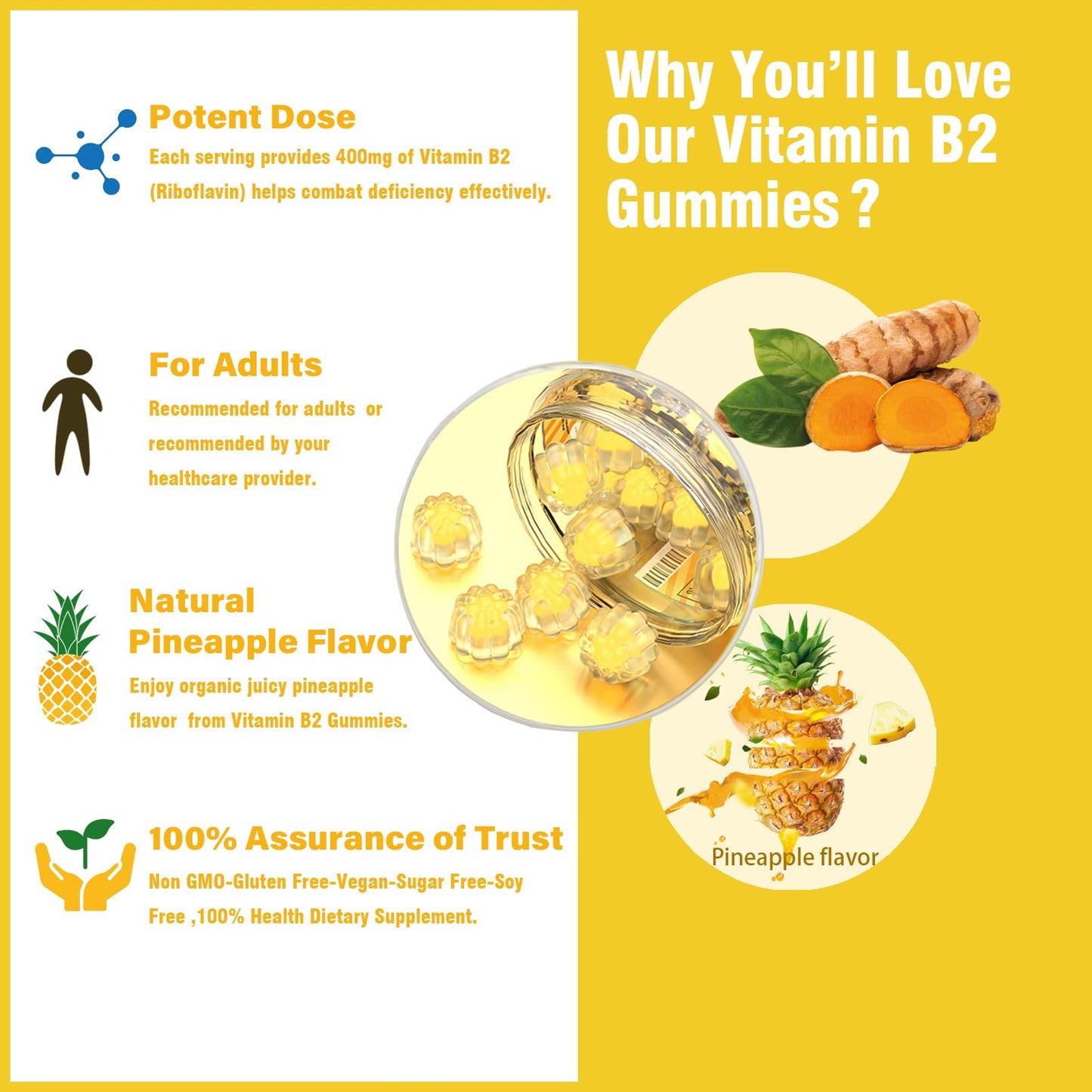 INSPIRELIFE ABC Vitamin B2 Gummies Riboflavin 400mg, 60 Count