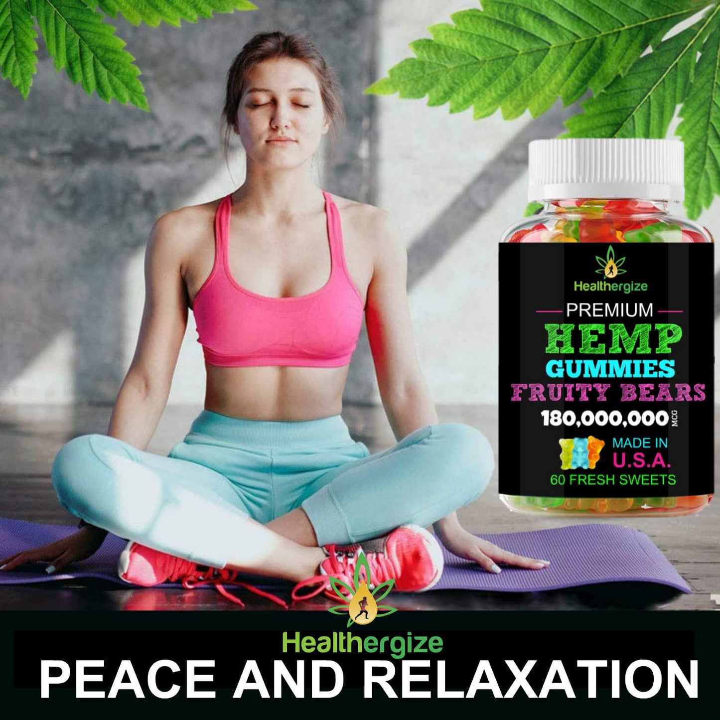 Healthergize Hemp Gummies, 120 Gummies