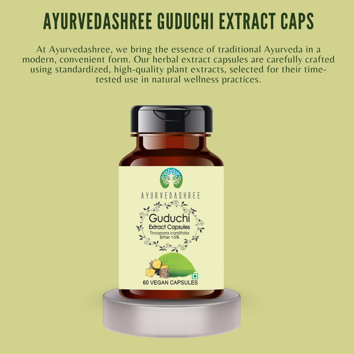 AYURVEDASHREE Guduchi Extract 500mg Capsules 60 Count