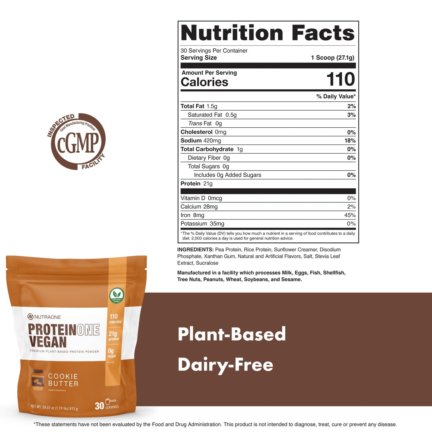 NutraOne ProteinOne Vegan Plant-Based Protein Powder 31.4