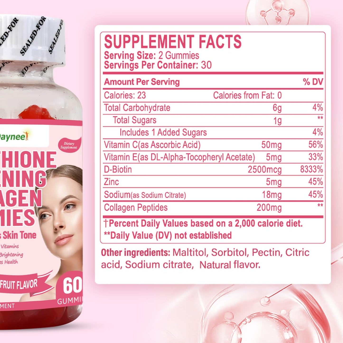 Wins Town Glutathione Whitening Collagen Gummies, 60 Count