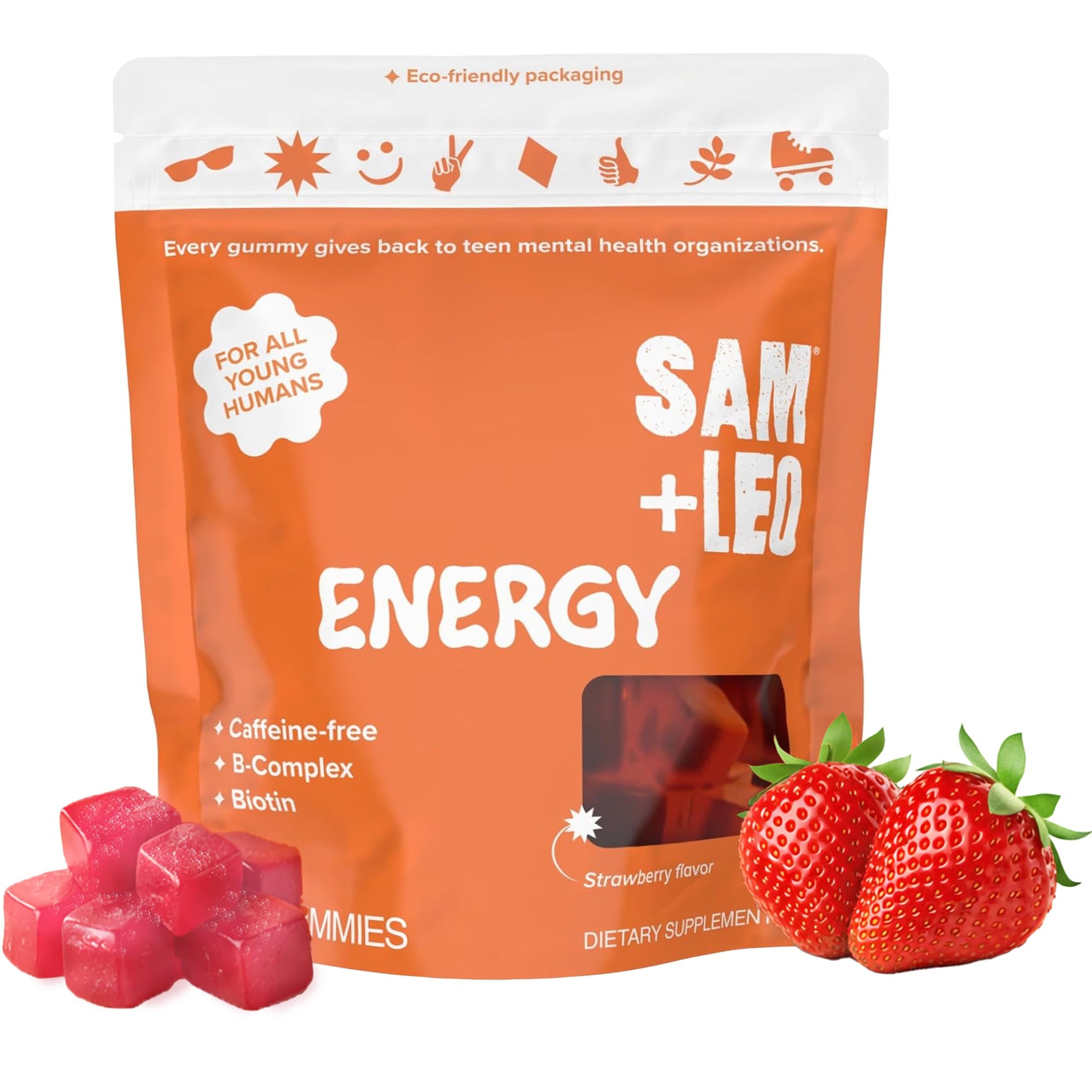 SAM+LEO Vitamin B Complex Gummies with Biotin for Kids & Teens, 60 Gummies