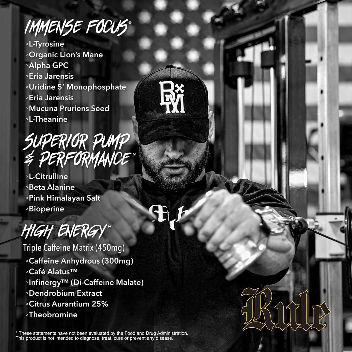 BLACKMARKET Rule – High-Stimulant Nootropic Pre-Workout Powder 14 Ounce