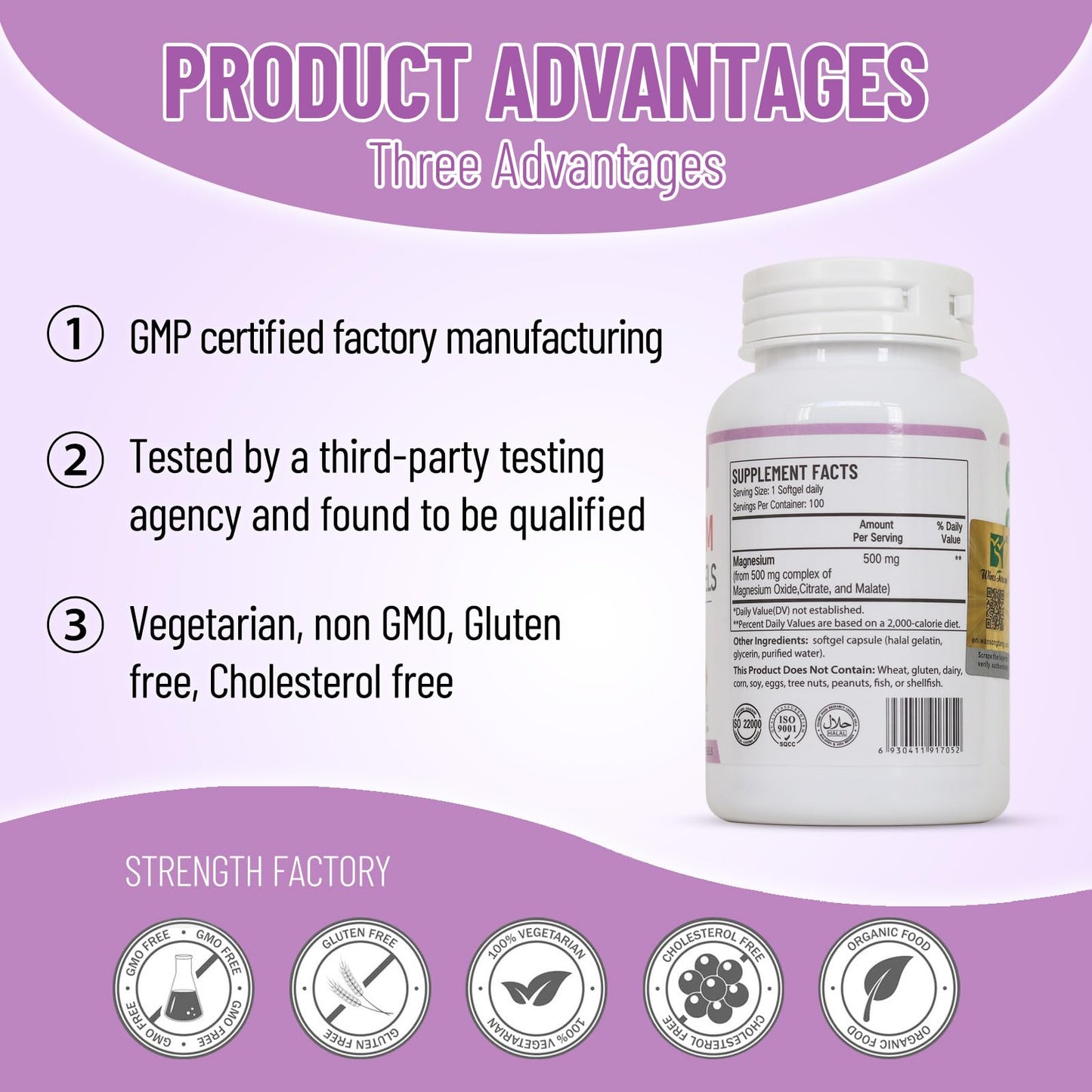 Wins Town Magnesium Complex 500mg Softgels 100