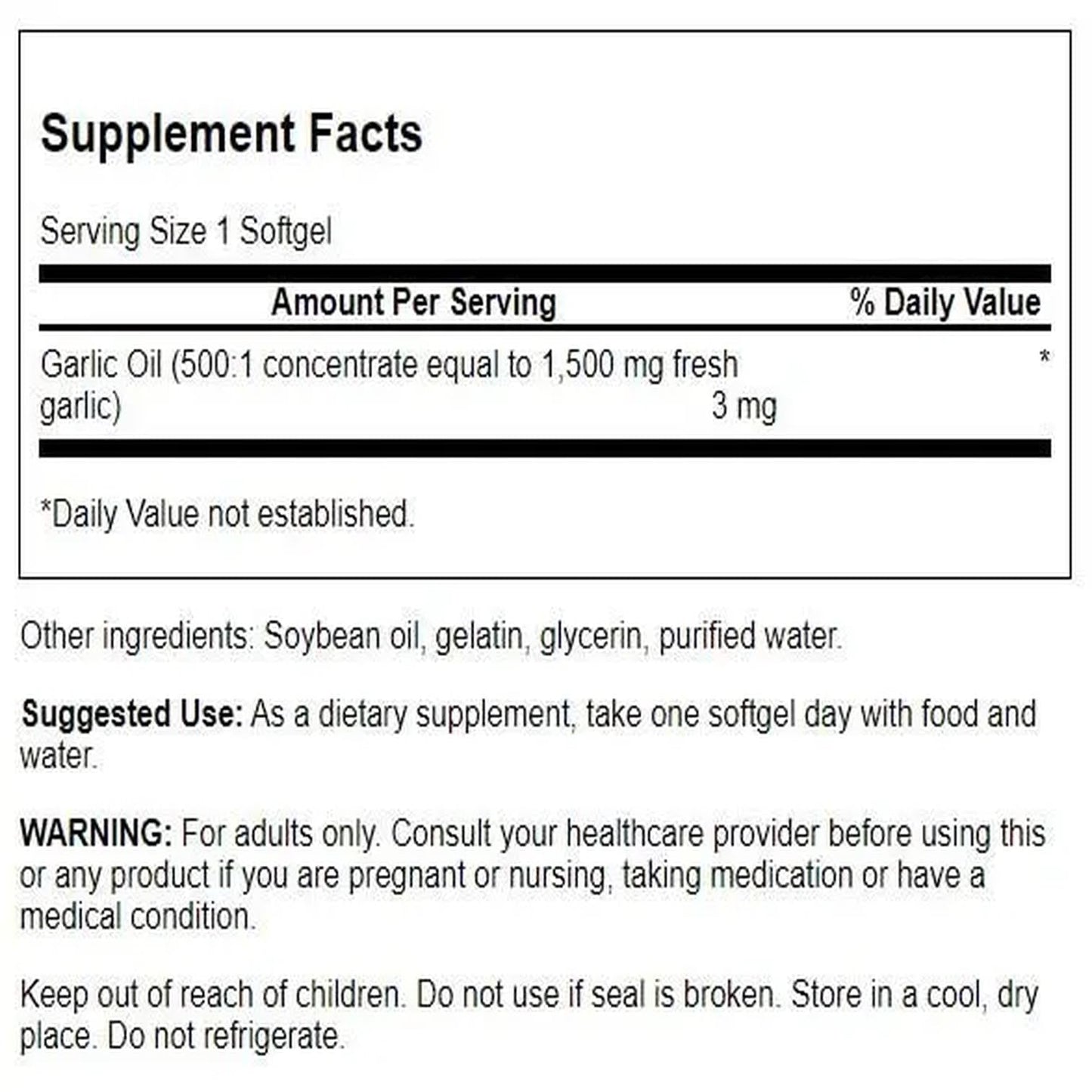 Swanson Garlic Oil Softgels 500