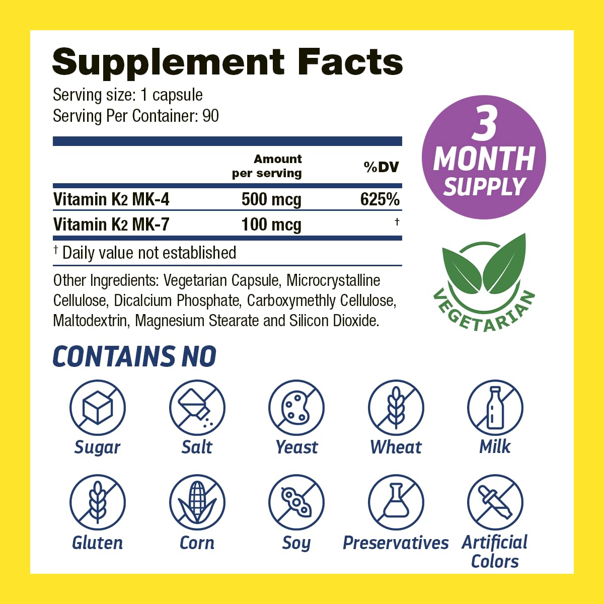 Dr’s Hope Vitamin K2 MK4 & MK7 600 mcg High Potency Dual Action Capsules, 90 Count