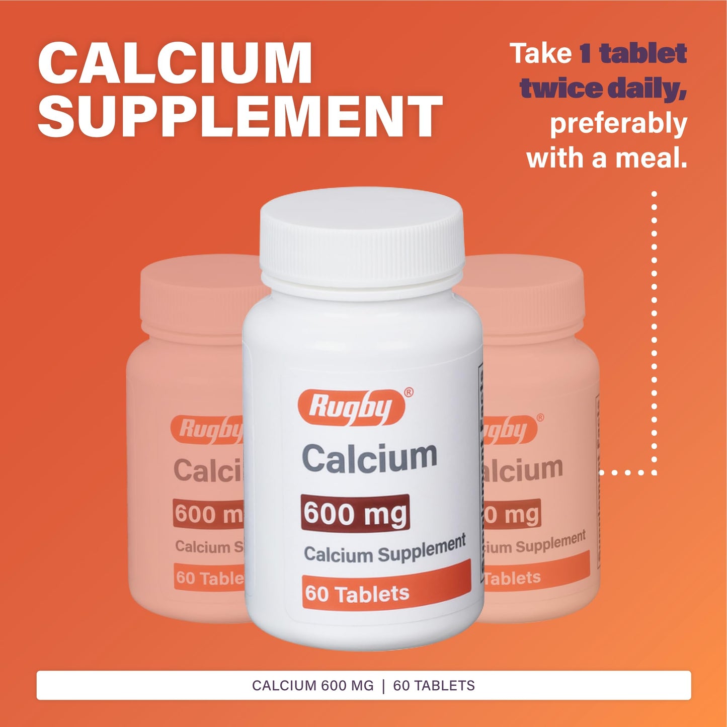 Rugby Calcium Tablets 600 mg - 120 Tablets