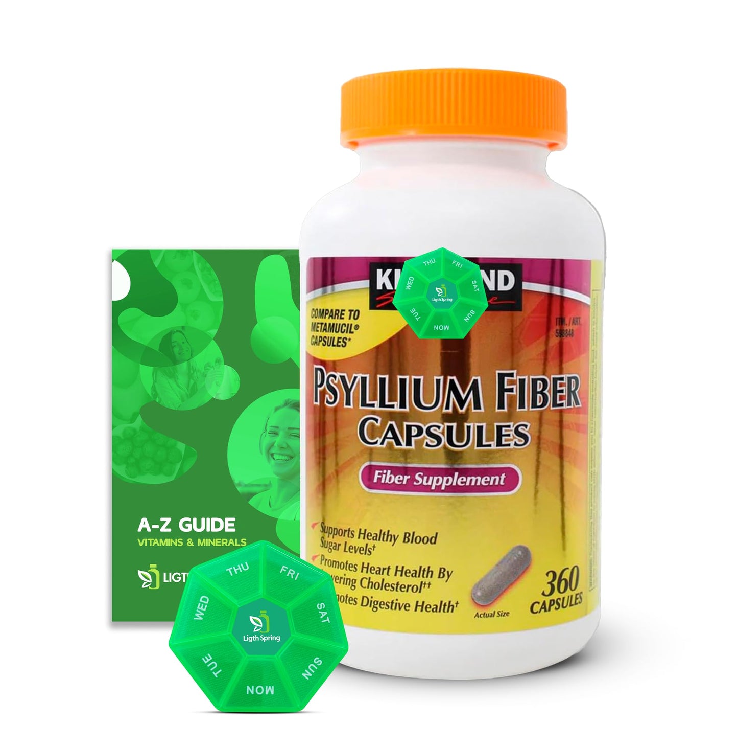 LightSpring Psyllium Fiber Capsules 360 Count