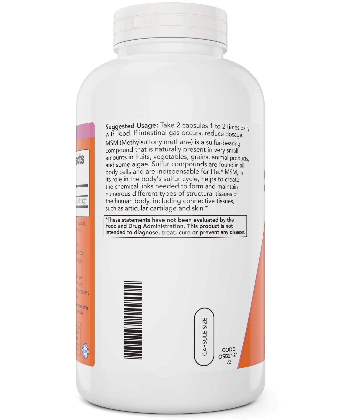 NOW Foods MSM 1000mg Capsules, 800 Capsules