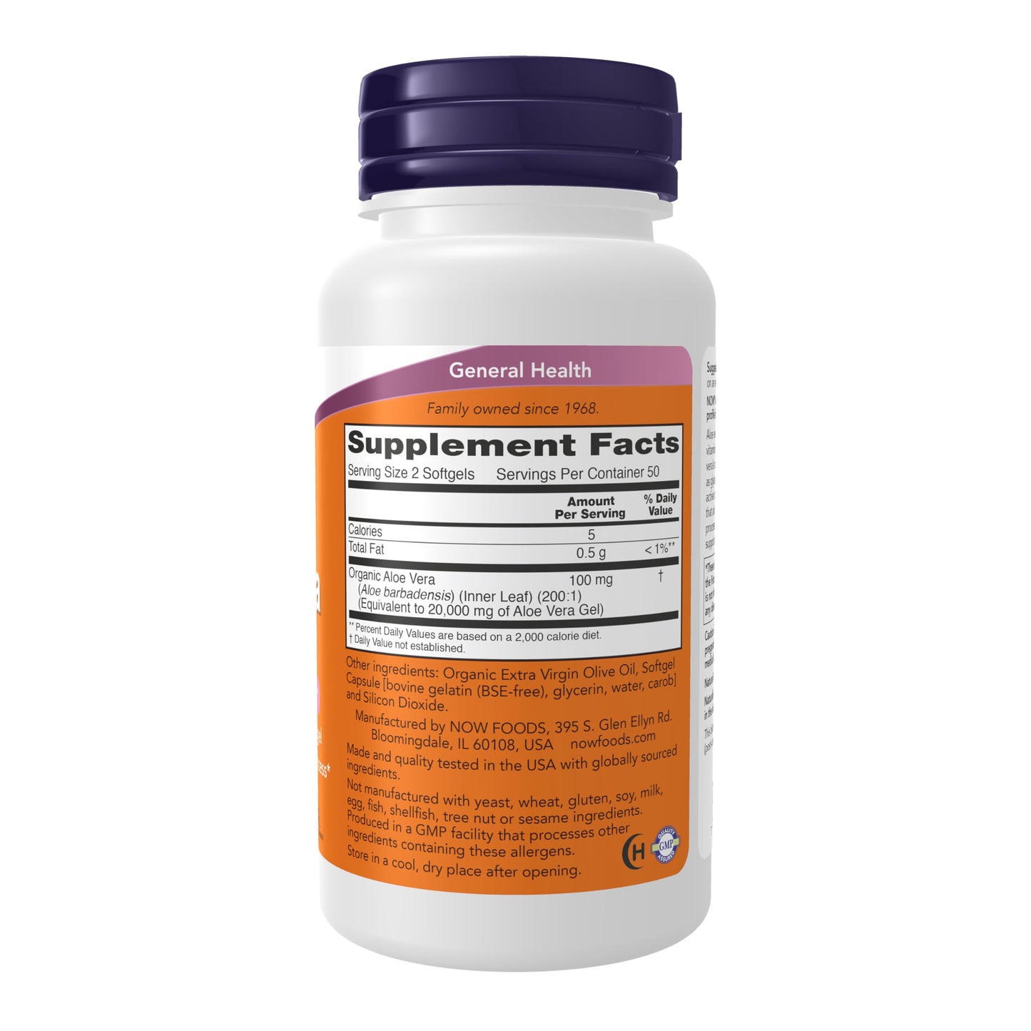 NOW Foods Aloe Vera (Aloe barbadensis) Softgels 100