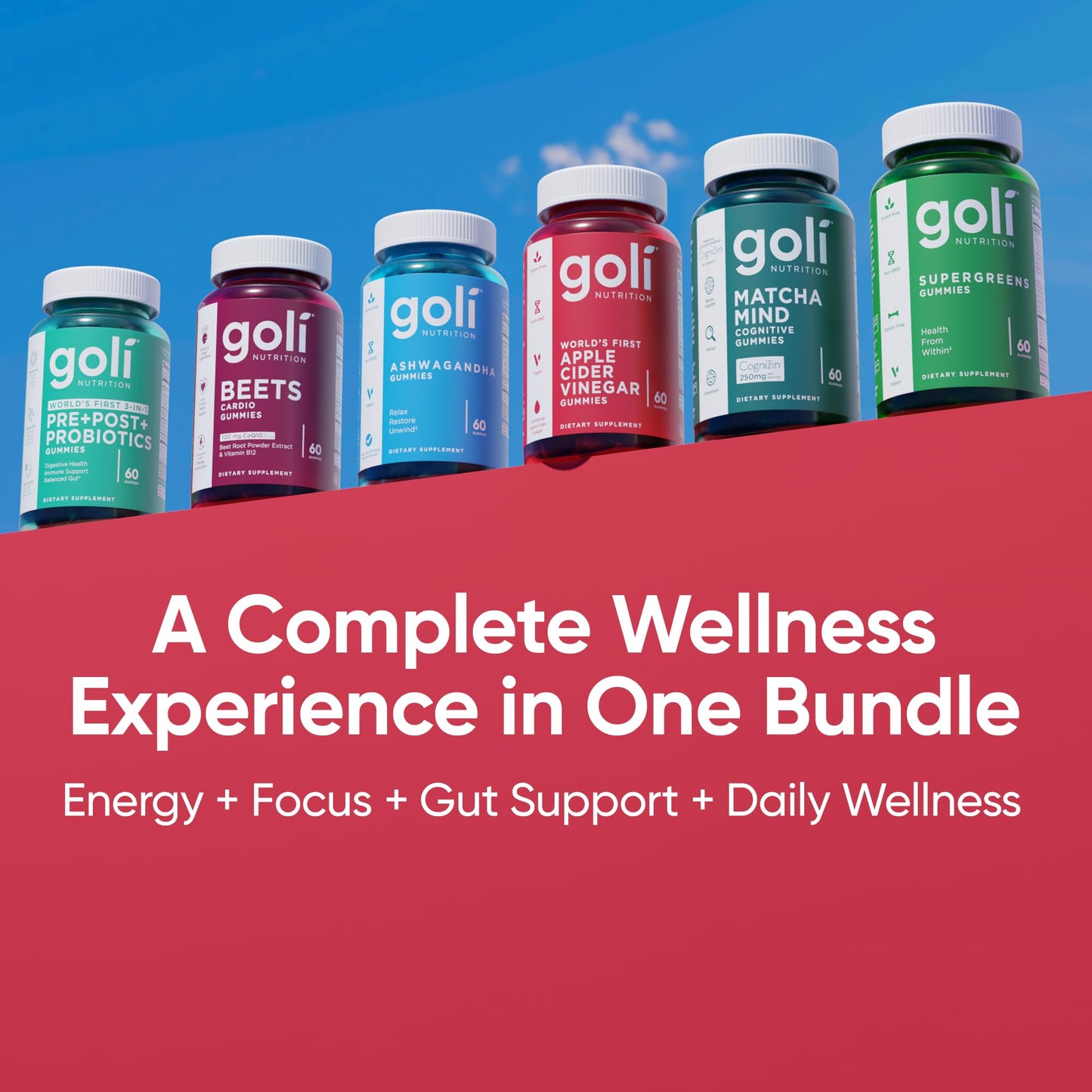 Goli Ultimate Wellness Gummies Variety Pack 6 Bottle Bundle 360 Gummies