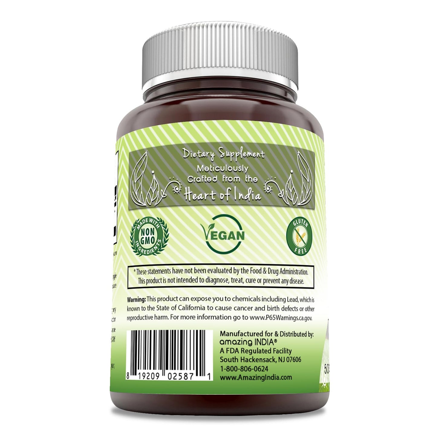 Amazing India DGL 500 mg Veggie Capsules, 120 Capsules
