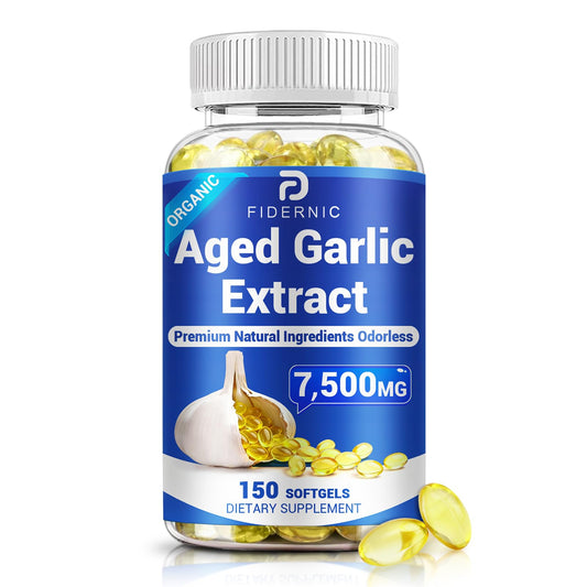 FIDERNIC Aged Garlic Extract Odorless Organic Garlic Supplement Softgels, 150 Count