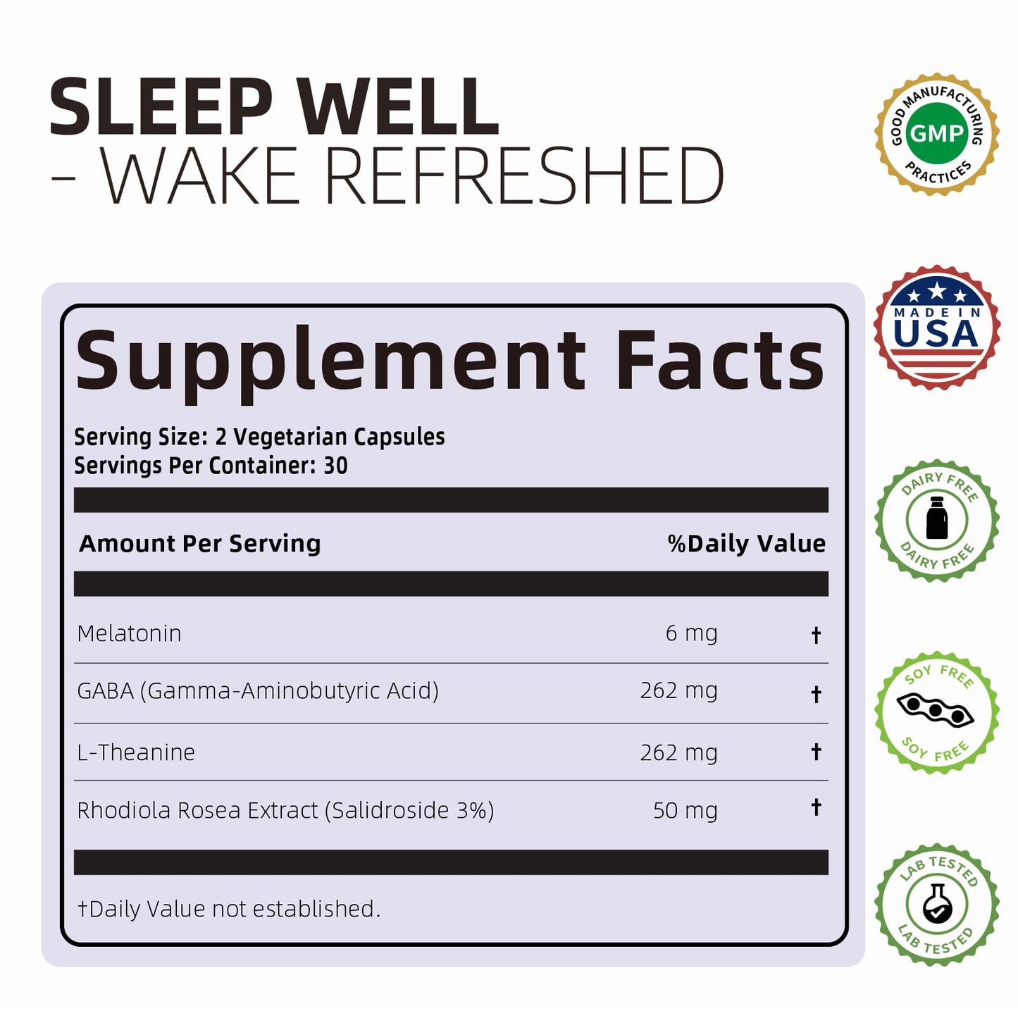 HappieVita 4 in 1 Sleep Aid for Adults, Capsules, 60