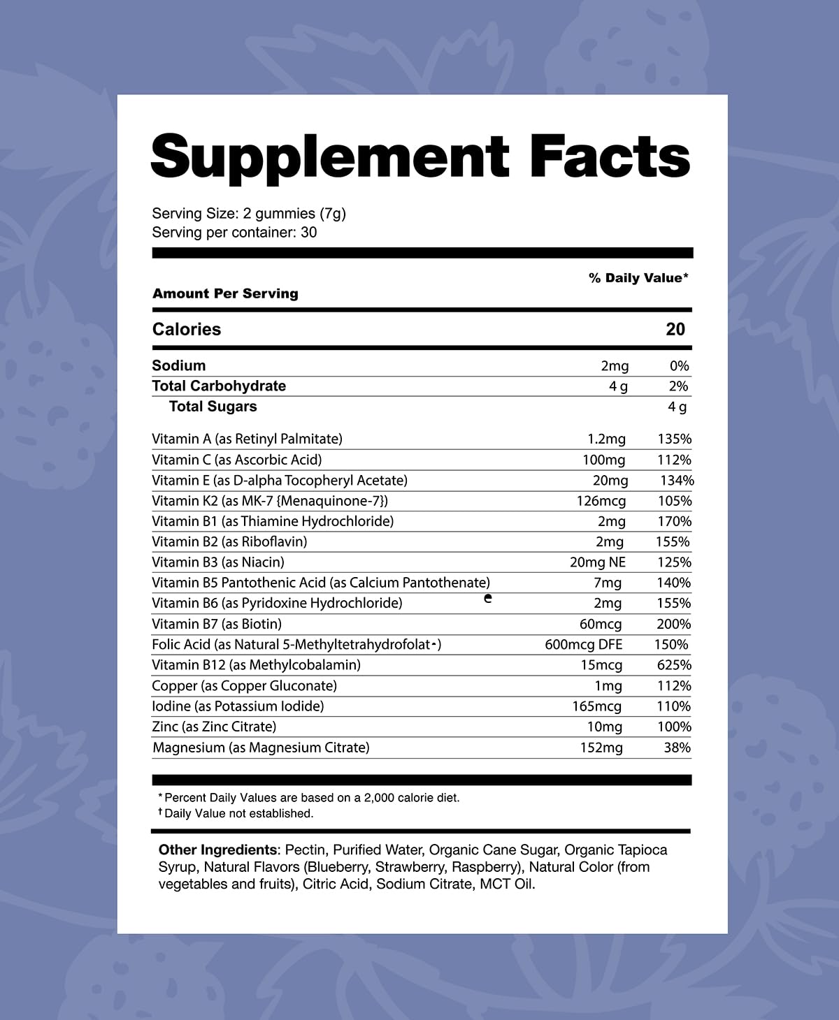 The Elderberry Co. Adult Multivitamin Gummies with Vitamins A, B, E, K2 and Zinc, 60 Count