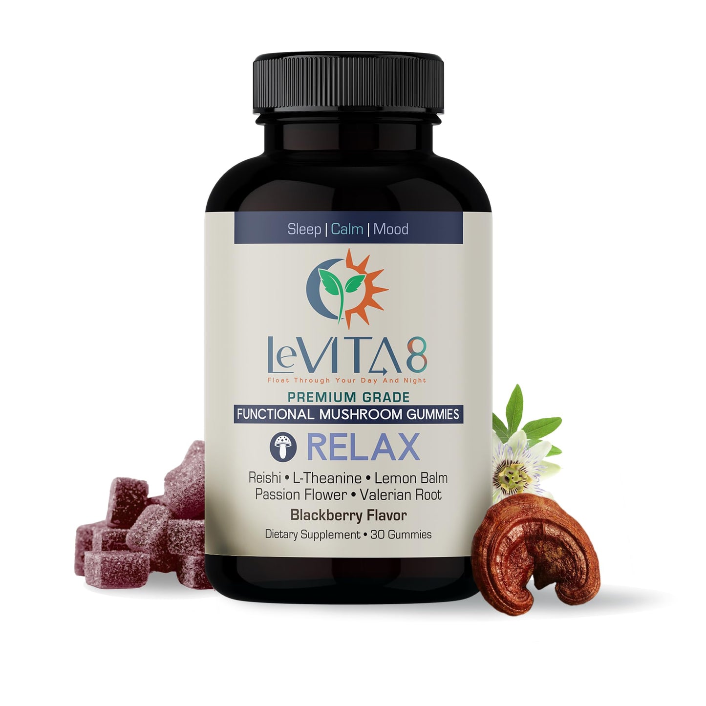 LEVITA8 Reishi Mushroom Sleep Gummies, 30 Count