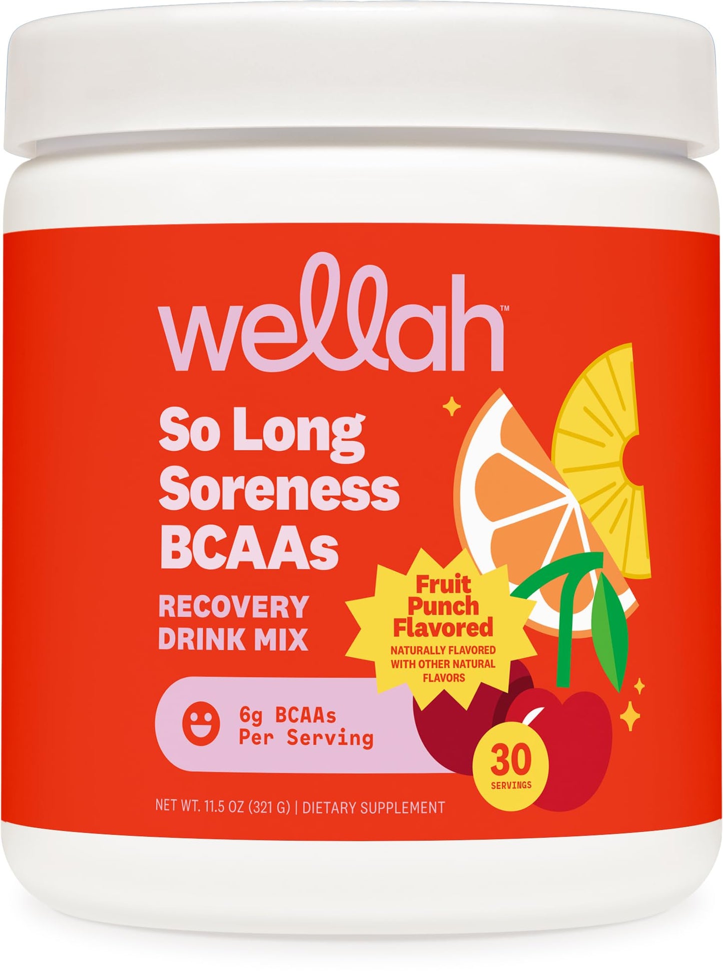 Wellah BCAAs Powder (Fruit Punch Flavored) 11.5 Ounce