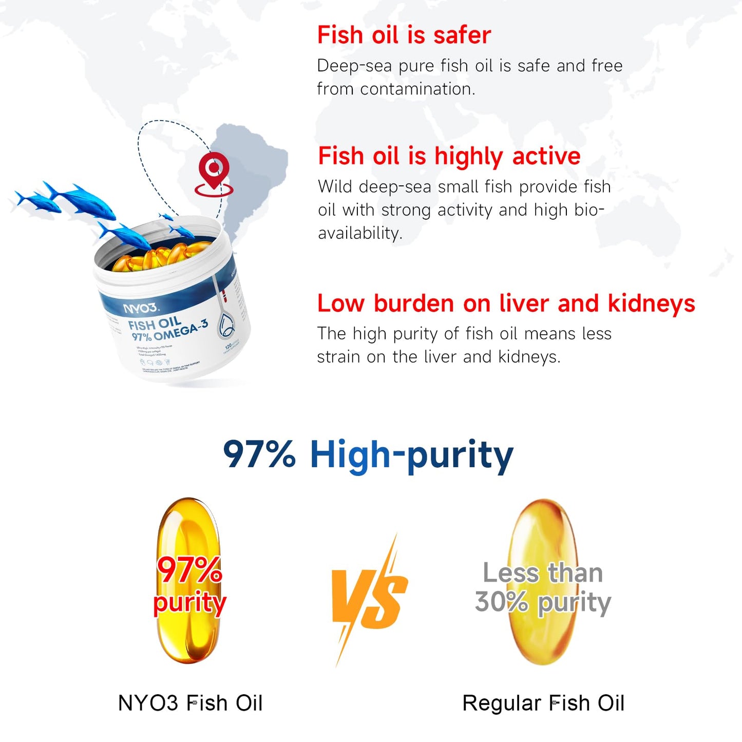 NYO3 Omega 3 Fish Oil 1500mg with DHA & EPA Softgel, 120 Softgels