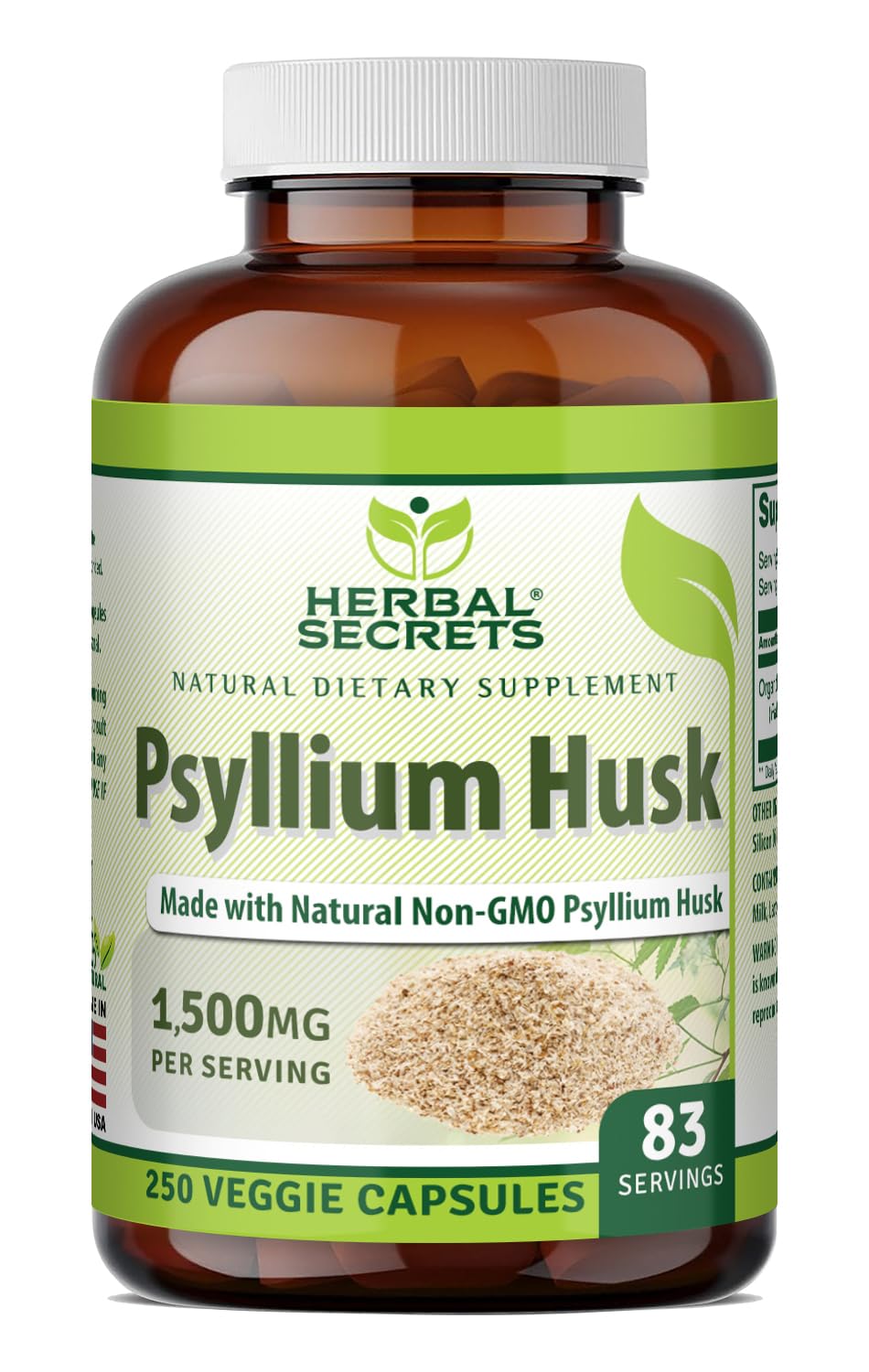 Herbal Secrets Psyllium Husk Supplement Capsule 1 Count