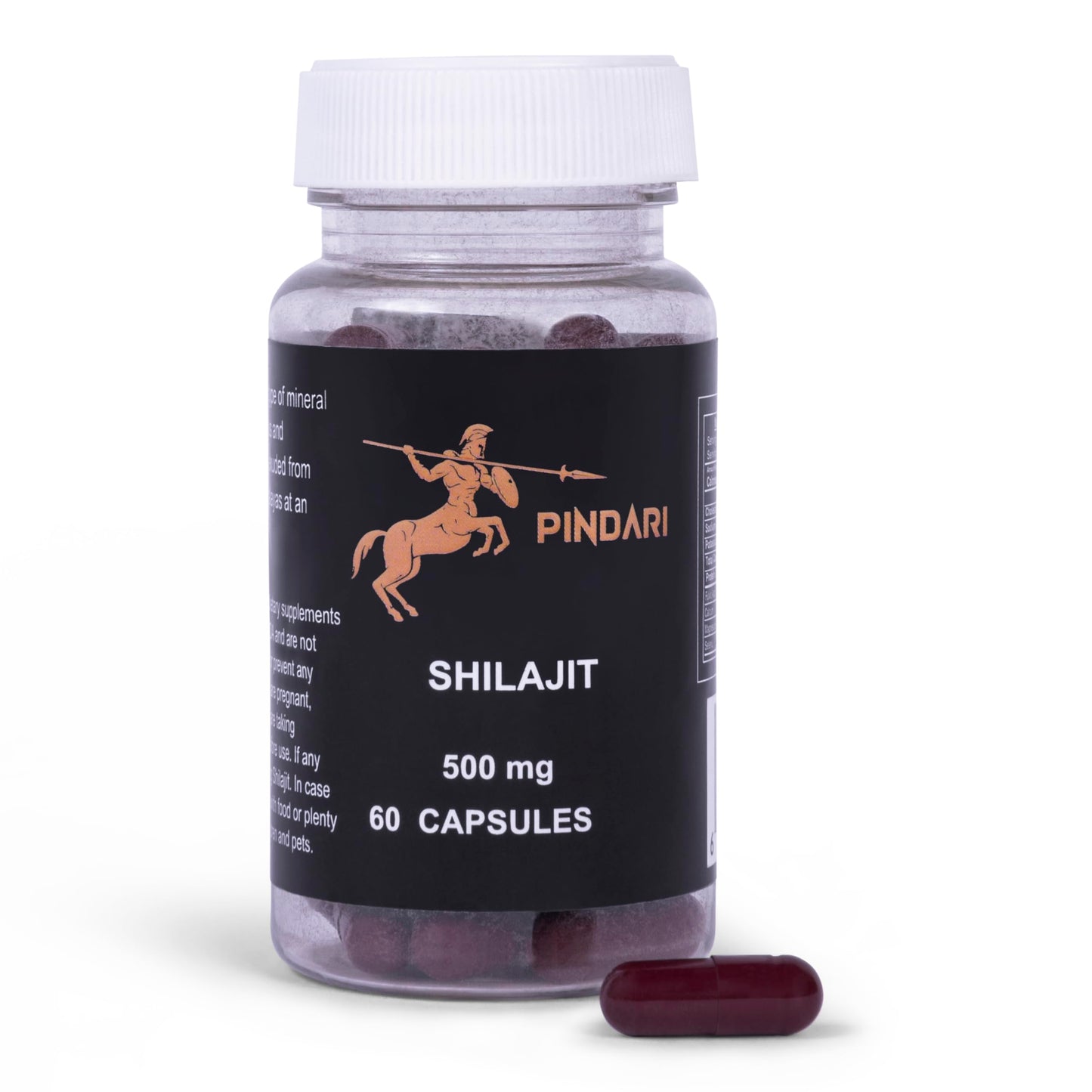 Pindari Shilajit Resin Pure Shilajit 500mg Capsule, 60 Capsules