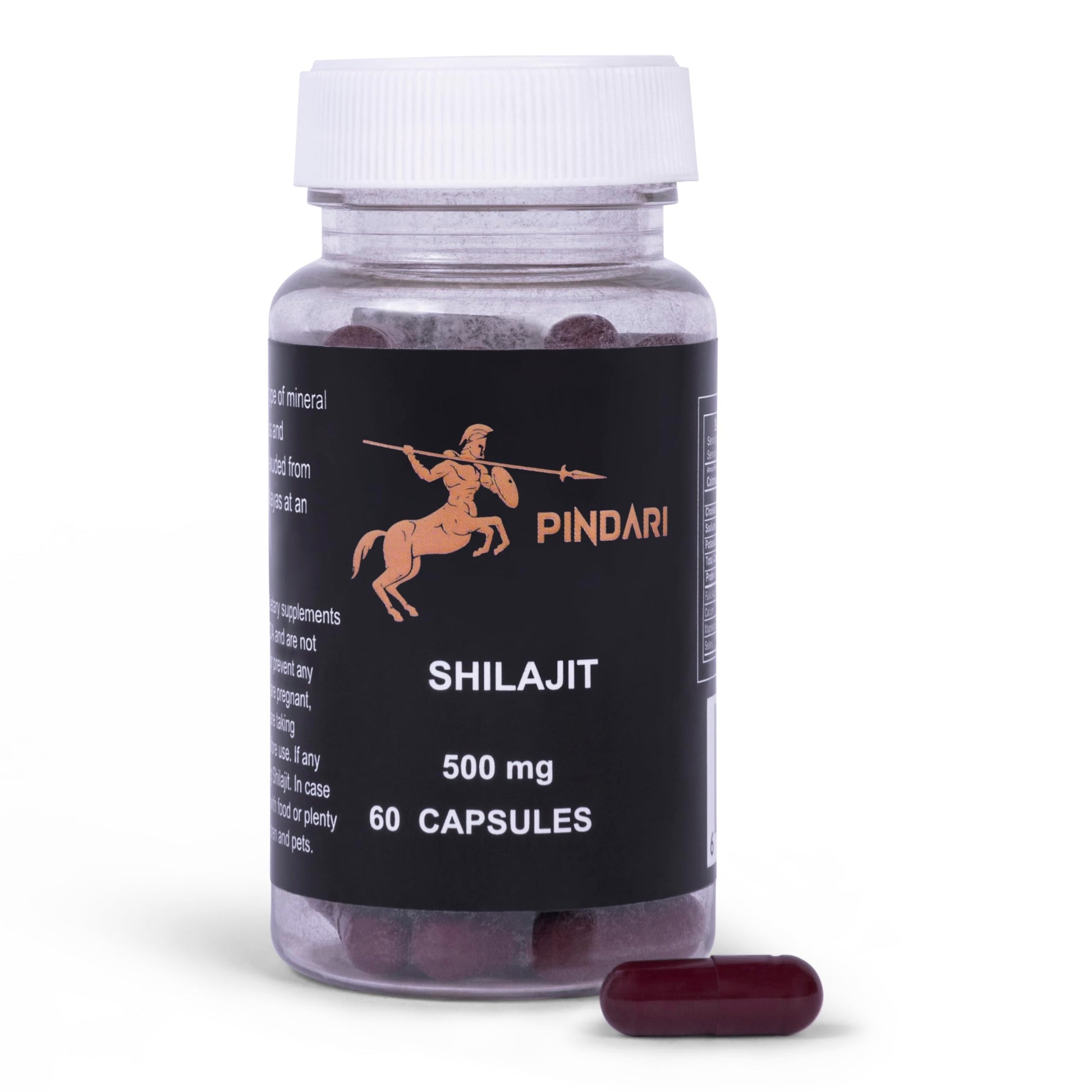 Pindari Shilajit Resin Pure Shilajit 500mg Capsule, 60 Capsules
