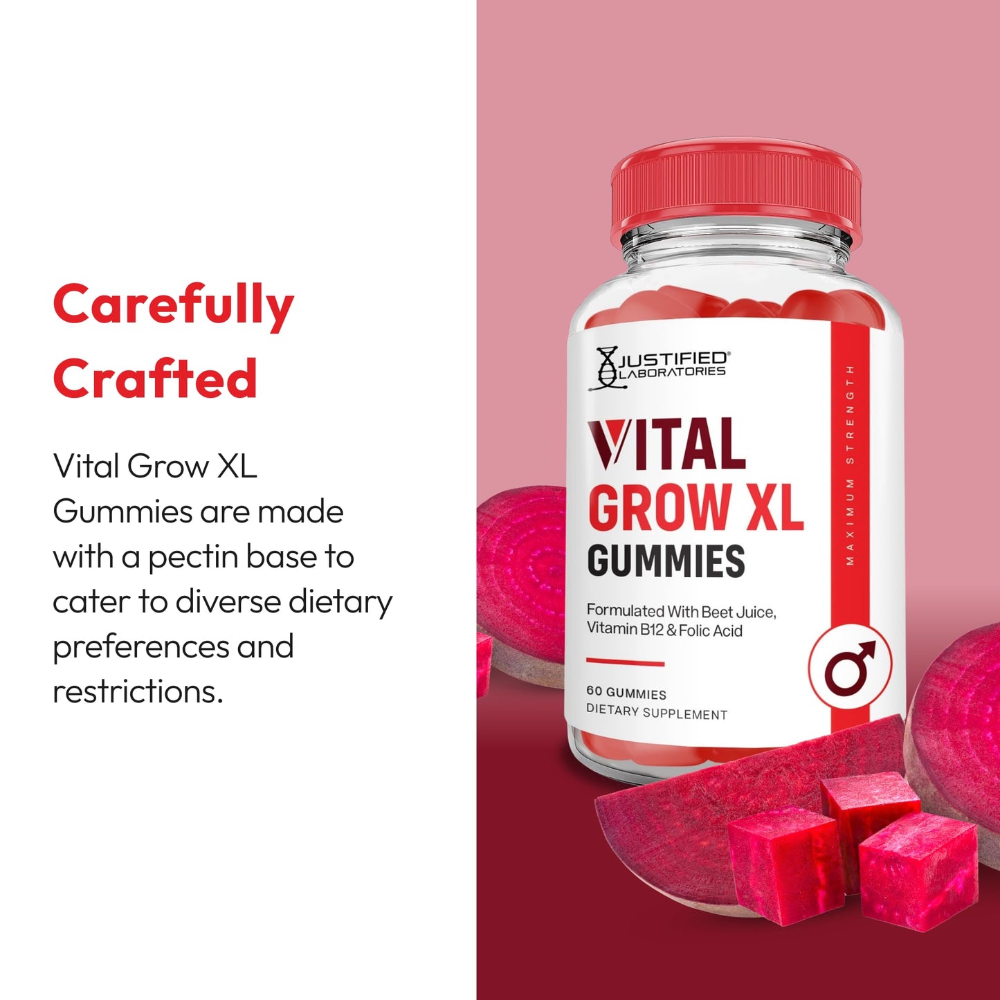 Justified Laboratories Vital Grow XL Gummies, 300 Gummies