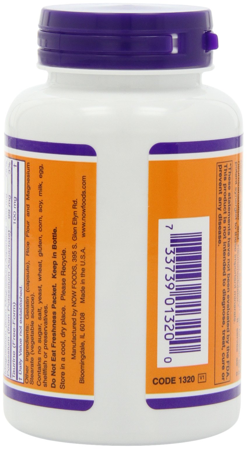 NOW Foods Magnesium and Potassium Aspartate with Taurine, 240 Capsules