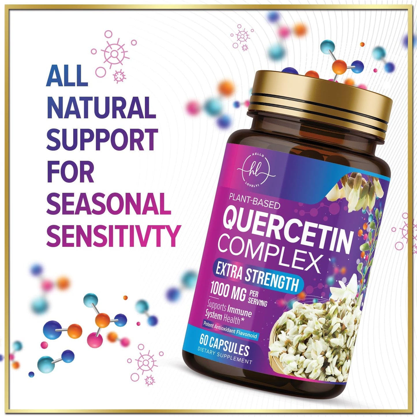 Hello Lovely! Quercetin Dihydrate 1000mg Capsule 60 Count