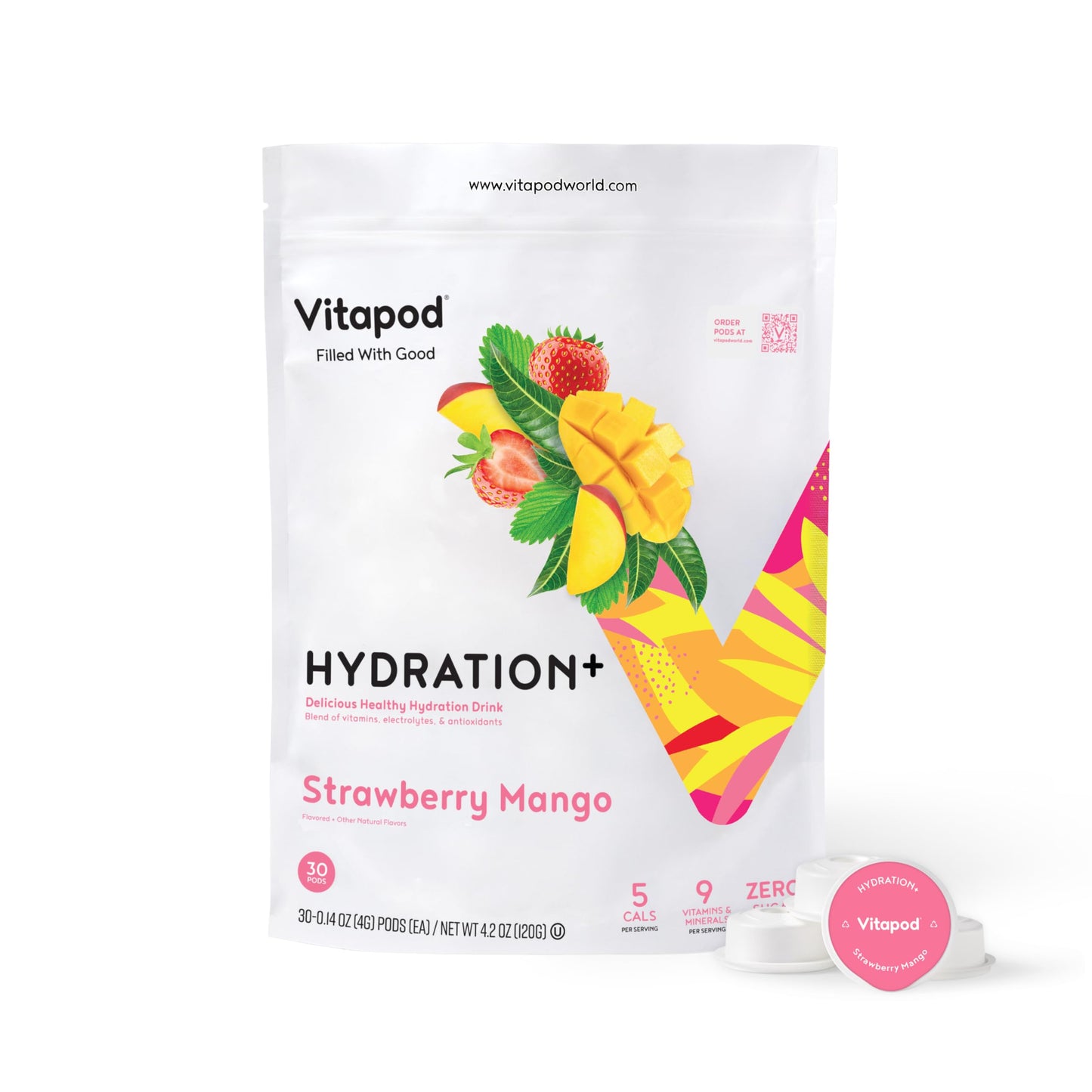 Vitapod Hydra+ Strawberry Mango Electrolyte Drink Capsules, 30 Capsules