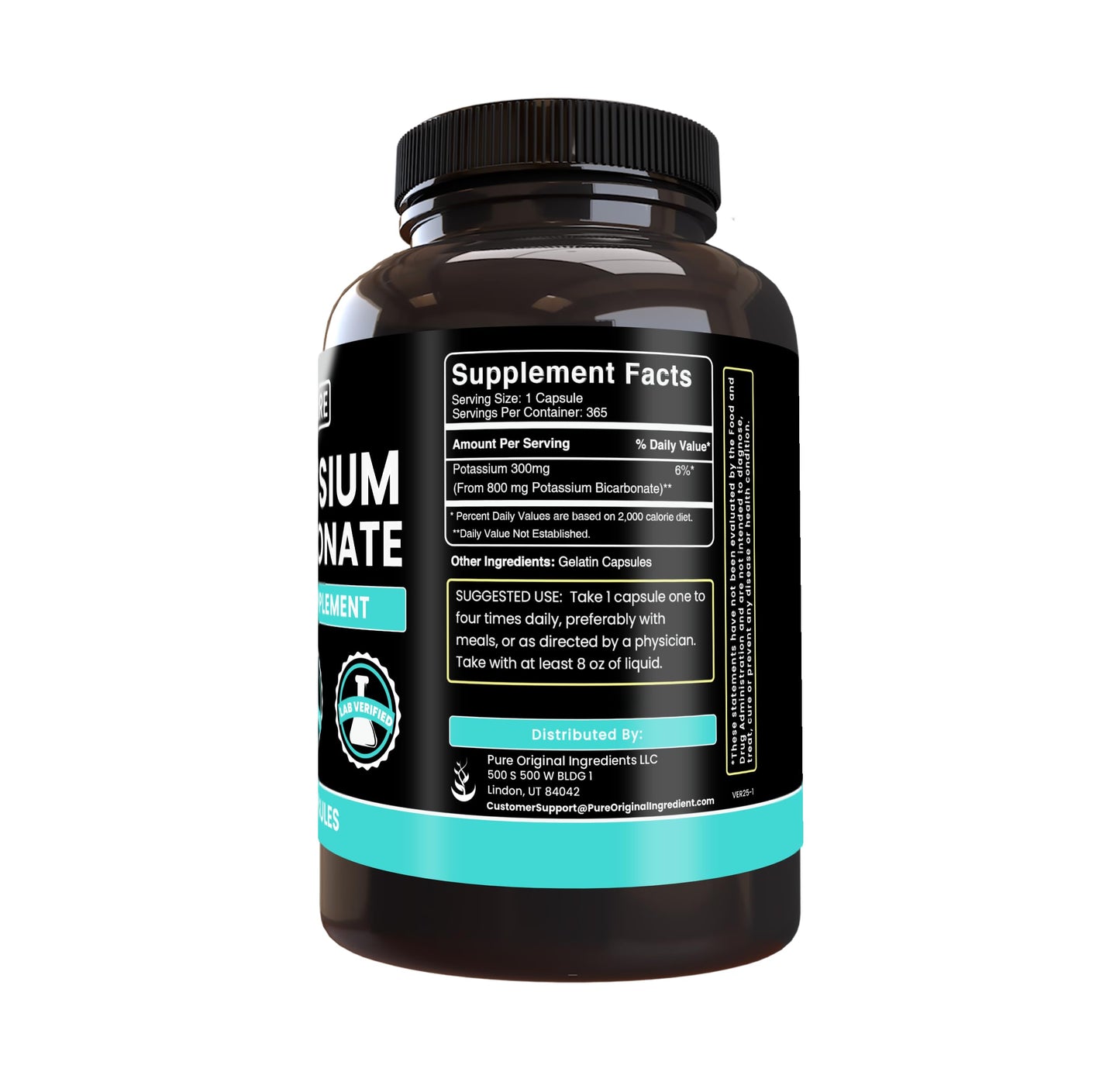 Pure Original Ingredients Potassium Bicarbonate 365 Capsules