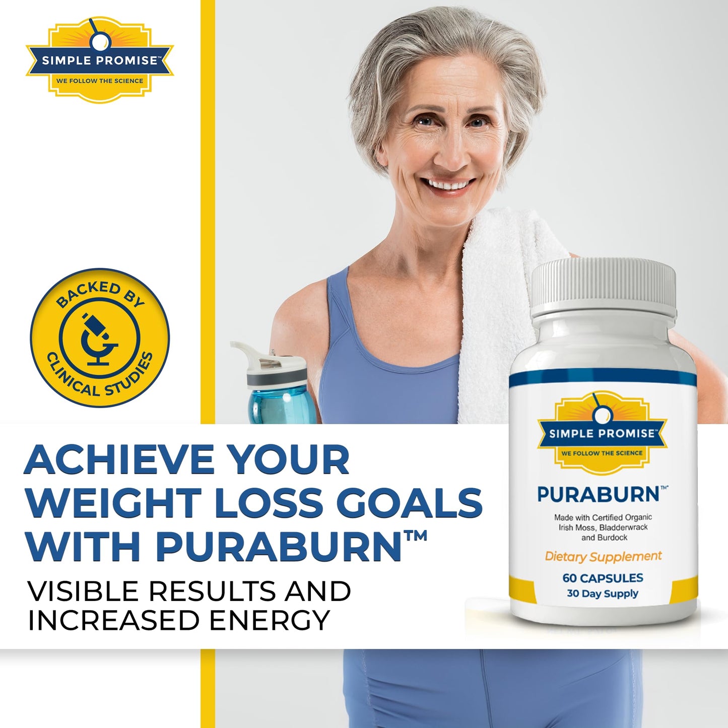 Simple Promise PuraBurn Herbal Wellness Supplement with Organic Irish Sea Moss, Bladderwrack & Burdock Root Capsule, 1 Count