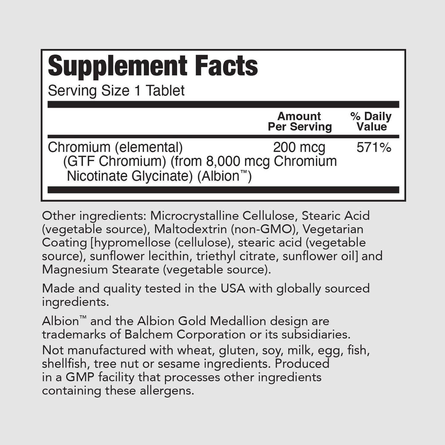 PureFormulas Chromium 200 mcg Tablets, Glucose Metabolism Support - 100 Count