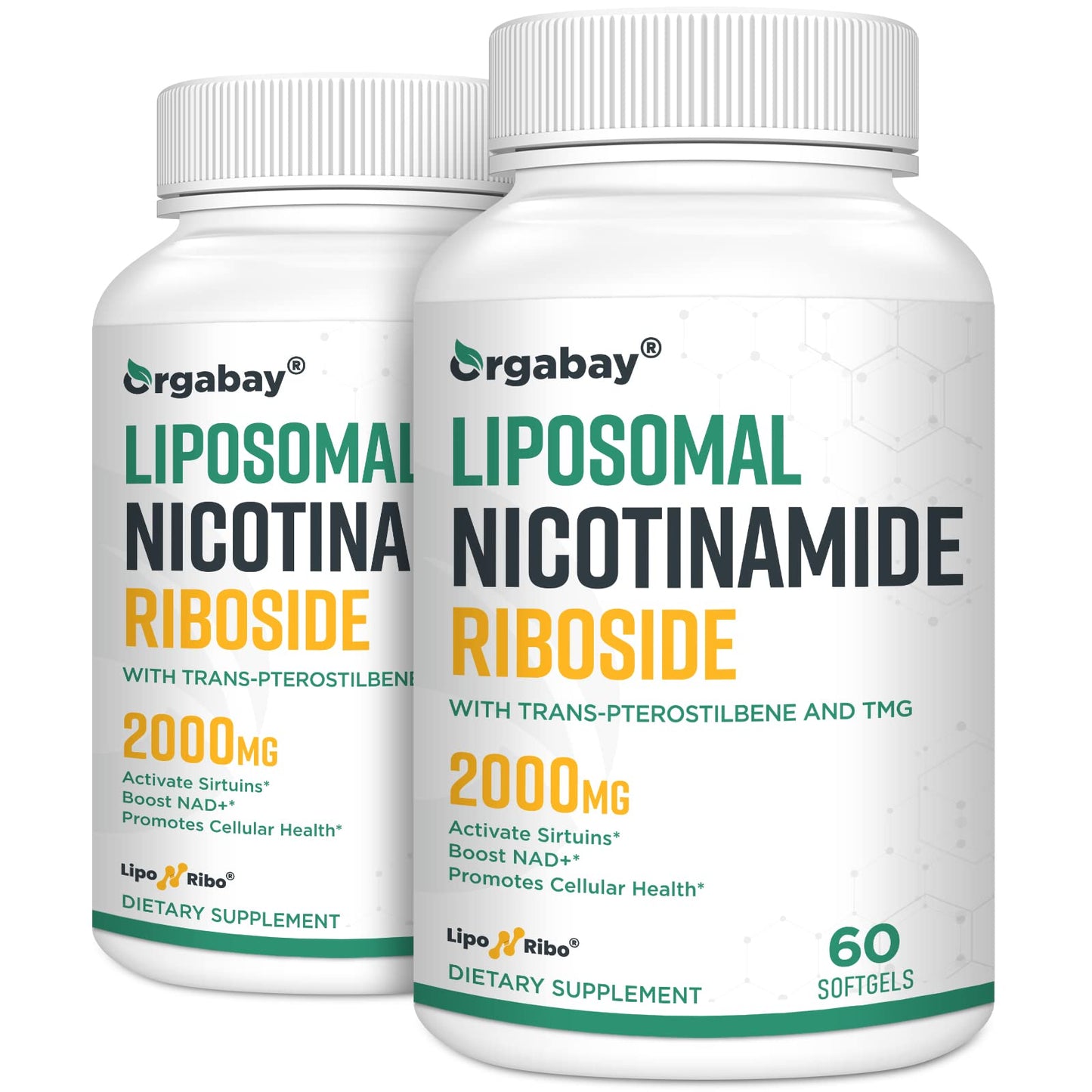 Orgabay Liposomal Nicotinamide Riboside 2000 MG with TMG and Pterostilbene Softgels, 120 Count