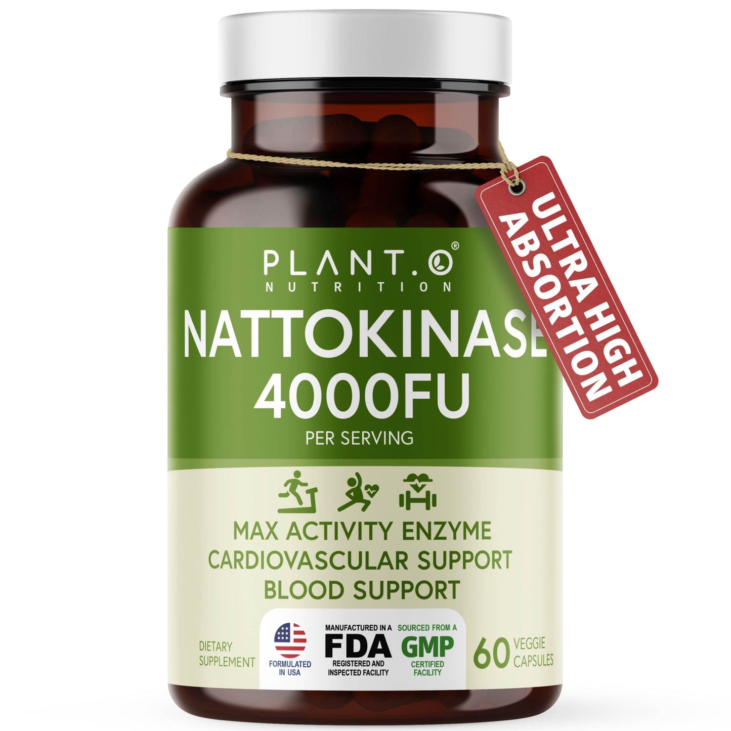 PLANT.O NUTRITION Nattokinase Supplement with Max Enzyme Support Capsule, 60 Capsules