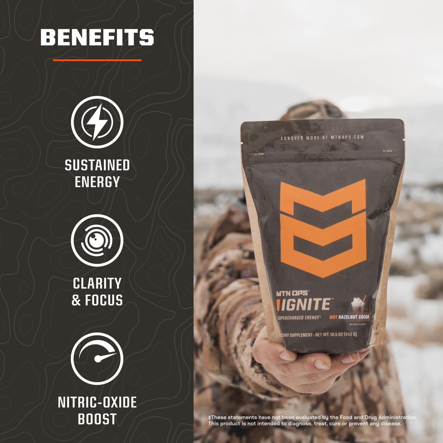 MTN OPS Hot Ignite Nitric Oxide Coffee Alternative Powder, 30 Servings
