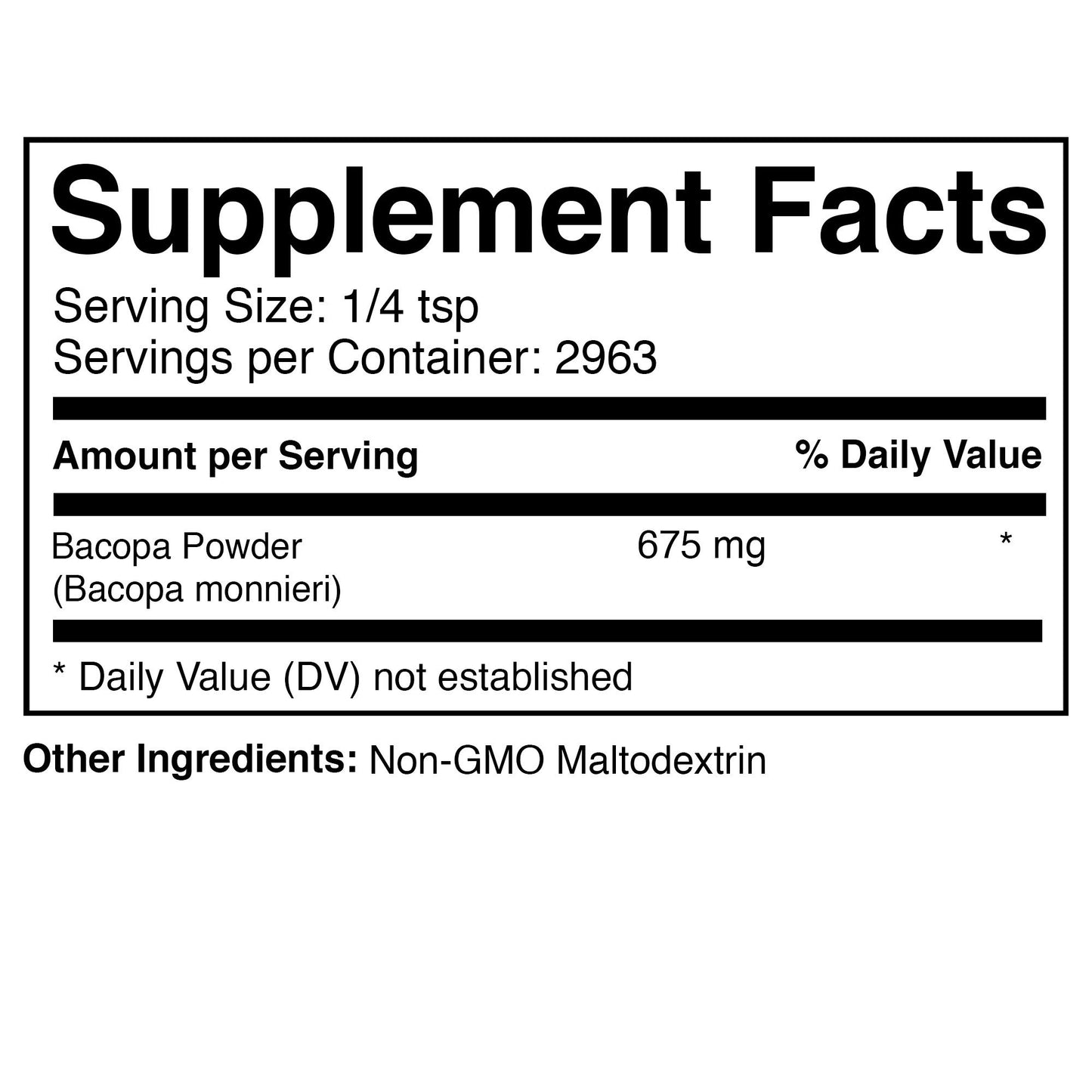 Prescribed For Life Bacopa Powder 4:1 2000 Count