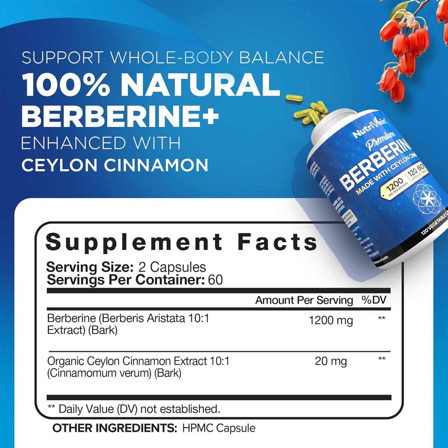 Nutrivein Premium Irish Sea Moss & Berberine Capsules Bundle, 240 Capsules