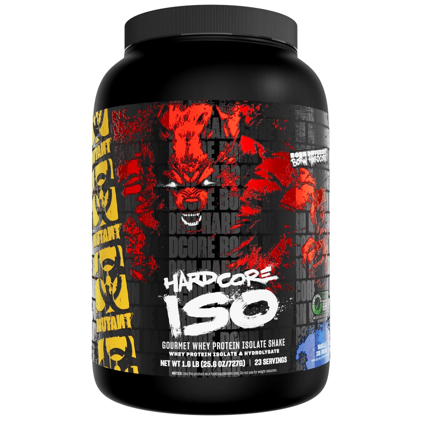 Mutant Hardcore ISO Whey Protein Isolate Powder, Vanilla Ice Cream, 1.6 lb (25.6 oz)