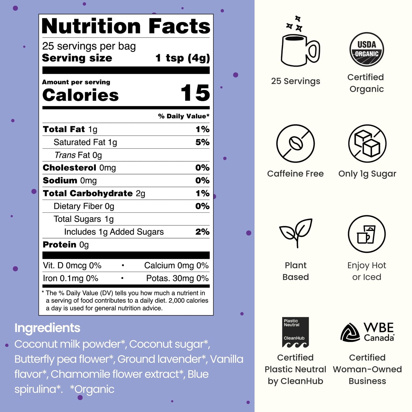 Blume Blue Lavender Superfood Latte Powder, 3.5 oz