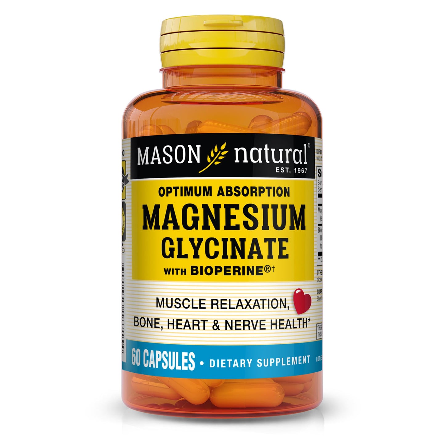 Mason Natural Optimum Absorption Magnesium Glycinate with Bioperine 240 mg, 60 Capsules