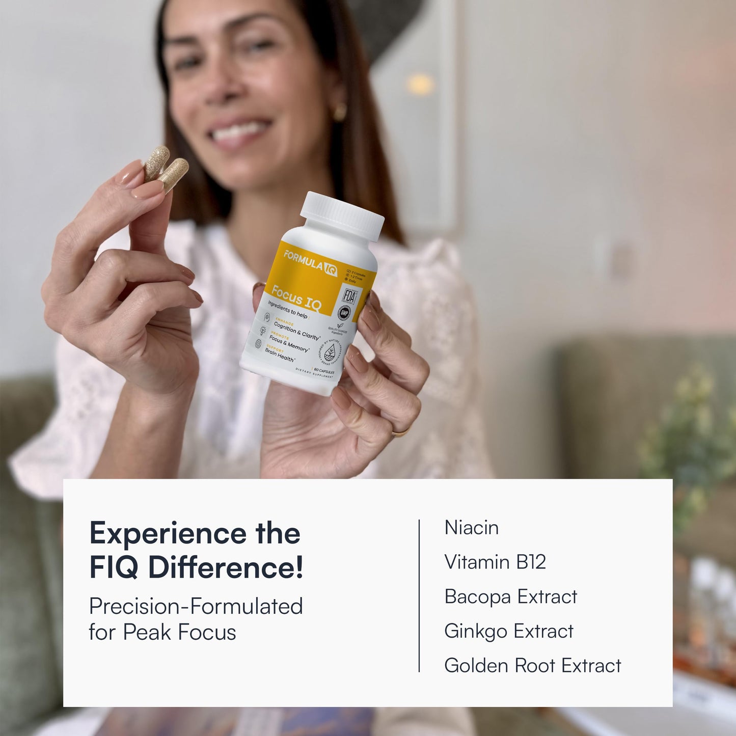 FIQ Formula IQ Focus IQ Brain Supplements for Memory and Focus 60 Capsules