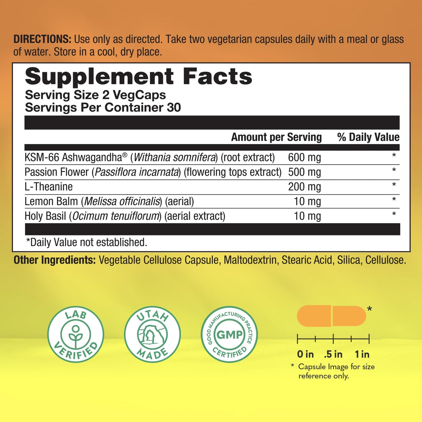 Natural Balance Happy Camper Plus Capsule, 60 Count — Supports Relaxation, Mental Energy, and Occasional Stress with KSM-66 Ashwagandha, L-Theanine 200mg, Passion Flower, Lemon Balm, Holy Basil