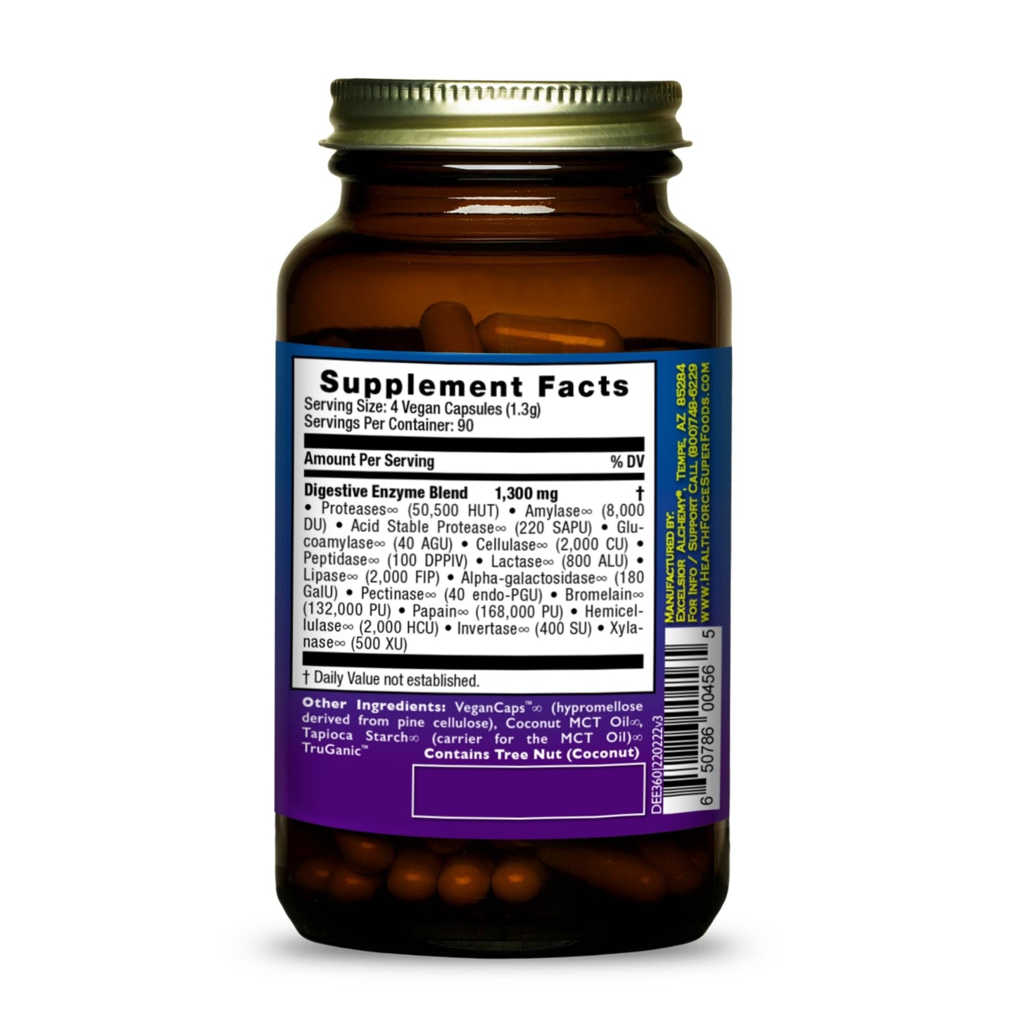 HEALTHFORCE SUPERFOODS Digestion Enhancement Enzymes Vegan Capsules, 360